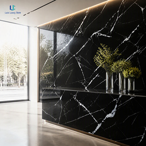 แผ่นหินเผาสีดำลายเส้นโดดเด่น Luca Polished Bold Vein Black Sintered Stone Slab คุณภาพเยี่ยม แท้จริง ดั้งเดิม ทนทาน แข็งแกร่ง สง่างาม งดงาม งดงามอย่างเป็นธรรมชาติ - Product Image 1