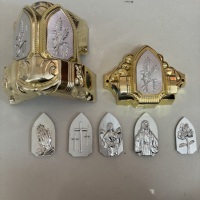 Modelo F 15C #   Accesorios Funerarios: Juego de Esquinas Metálicas para Ataúdes de Plástico y Madera con Tubos de Hierro