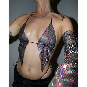 2024 tenue de fête papillon paillettes résille pure haut court noir strass haut à licou <span class=keywords><strong>avec</strong></span> manches de <span class=keywords><strong>bras</strong></span> - Product Image 4