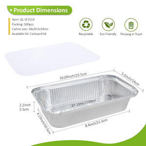 Bandeja Rectangular Desechable de Aluminio para Hornear, con Tapa de PP, Duradera, para <span class=keywords><strong>Pan</strong></span>, Ecológica, de Grado Alimenticio, Directo de Fábrica - Product Image 2