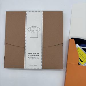 Giysi için özel LOGO biyobozunur kahverengi T-Shirt kutusu turuncu Kraft kağit kutu ambalaj - Product Image 5