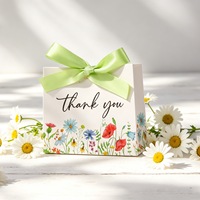Boîte cadeau en papier florale avec ruban, petite boîte à dragées pour mariage ou fête, 11,5x4,5x10cm