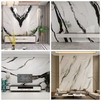 Dalle de pierre artificielle Panda White, aspect marbre, en pierre frittée, pour îlot de cuisine moderne, plan de travail ou table de vanité