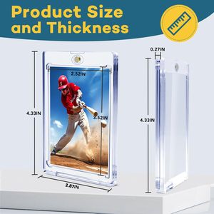 NOVISON Porte-cartes magnétique transparent à une touche, épaisseur 55pt, pour cartes de collection sportives, protecteurs UV, cartes à collectionner en plastique rigide - Product Image 3