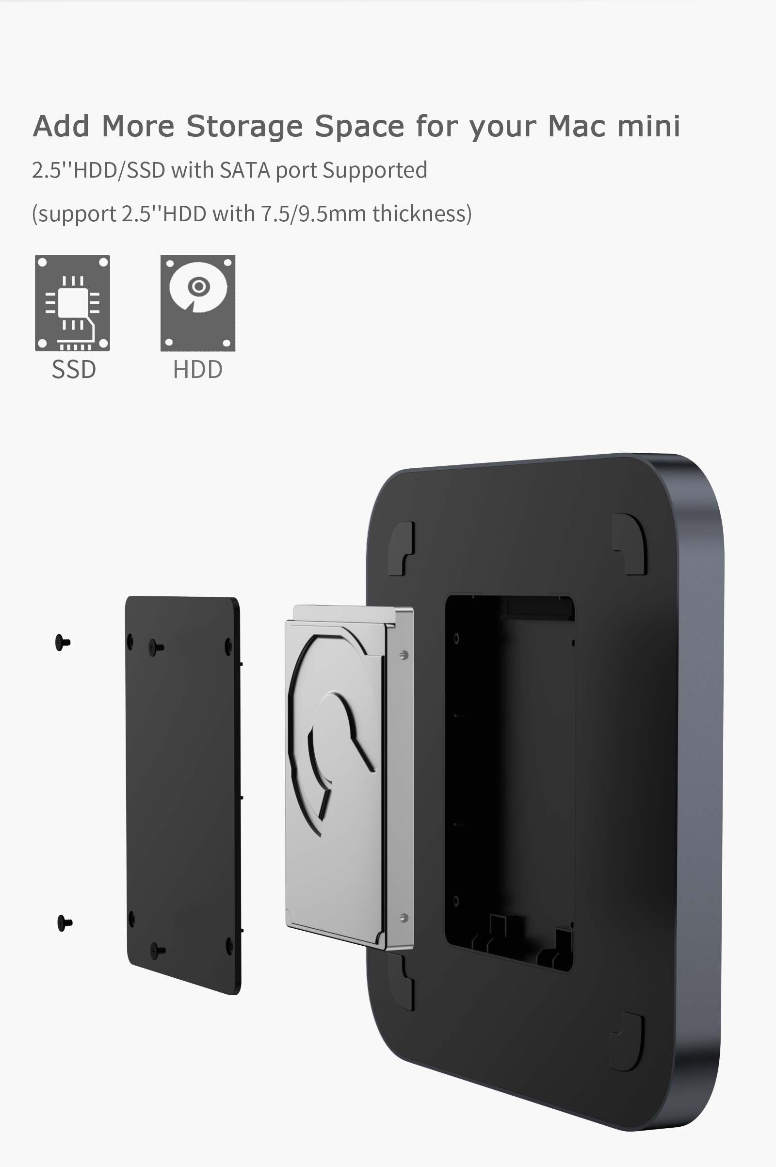 MC25 Silver - Mac Mini Dock with USB HUB 3.0 & SSD Enclosure