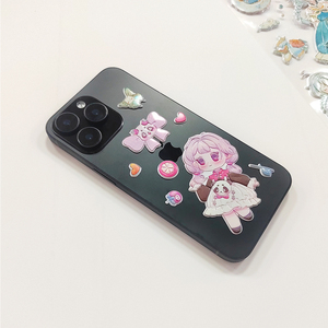 Autocollants de décoration gonflés pour téléphone portable, dessin animé mignon fille - Product Image 1