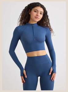 MQT4806 + MQS4523女性用プラスサイズサマーランニングスポーツショーツジムフィットネスジッパージャケットヨガ2ピースセット - Product Image 2