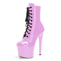 Bottines exotiques à talons de 7 pouces pour femmes, chaussures de danse gothique à lacets de 17cm