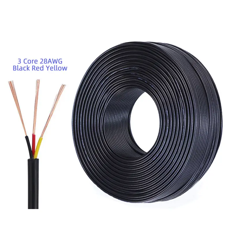 Многофункциональный кабель UL AWM 2464 28AWG 3 ядро электрического кабеля для ТРС AUX провод стерео провод OD 4,0 мм голый медный кабель с ПВХ-7/0.12 черный