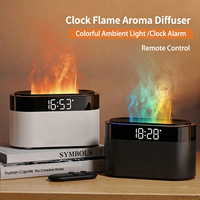 Diffuseur d'arômes avec réveil, lumière de flamme 3D, humidificateur ultrasonique à brume froide 150 ml, USB, utilisation hôtelière, fonctionnement silencieux, pour chambre à coucher et table de chevet