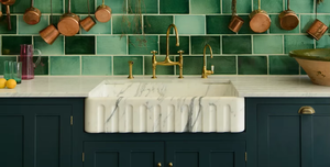 Lavabo in Marmo Scanalato Personalizzato, Lavandino Classico con Frontale a Grembiule, Lussuoso Lavabo in Marmo Arabescato per <span class=keywords><strong>Cucina</strong></span> e Bagno, per Hotel e Arredamento Casa - Product Image 4