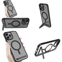 Aksesoris Ponsel Casing Magnetik untuk iPhone 17 Pro Max Air 16 15 14 Plus 13 11 12 Penutup Belakang dengan Penyangga dan Tempat Penyimpanan