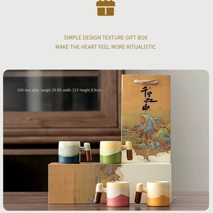 Set di <span class=keywords><strong>Tazze</strong></span> <span class=keywords><strong>da</strong></span> Tè e Caffè in Ceramica Imperial Palace Wenchuang a Quattro Colori, 85ml, Confezione Regalo, Graziosa Tazzina in Ceramica con Supporto in Legno - Product Image 4