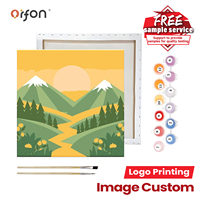 Kit de Peinture par Numéros DIY Prêt à l'emploi FBA pour Enfant, Motif Montagne Forêt Coucher de Soleil, Toile Encadrée, Peinture à l'Huile, Kits d'Art Mural - Vente en Gros Usine