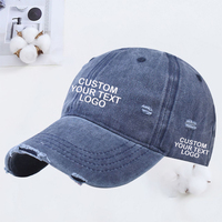 Gorras de Béisbol Personalizadas para Hombre y Mujer, de Algodón Lavado, Estilo Desgastado, sin Estructura, con Orificios, con Logotipo Bordado
