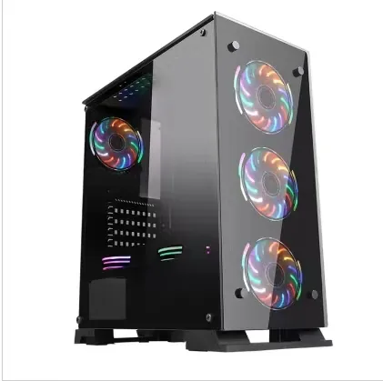 Caixa de vidro barata mais popular para computador, caixa de vidro para jogos com mais de 6 ventiladores RGB
