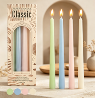 Ensemble de bougies coniques colorées macaron, 4 bougies longues en paraffine sans fumée, pour Thanksgiving, Pâques, Diwali, mariages, décoration de la maison