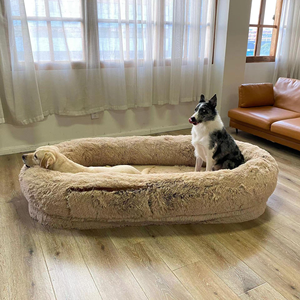 Gray Plush <b>Pet</b> Bed Round Dog <b>Sofa</b> Bed Soft Washable Sleeping Nest for Cats and Dogs - Product Image 4