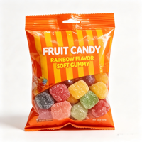 Pochette refermable à trois soudures latérales avec fenêtre transparente pour bonbons, confiseries et snacks, personnalisable avec votre logo