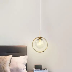 Luminaire suspendu boule de <span class=keywords><strong>verre</strong></span> de luxe moderne Luminaire suspendu cuisine salle à manger Lampes à <span class=keywords><strong>suspension</strong></span> anneau d'or - Product Image 3