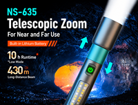 Lampe LED ultra longue portée 5000K lumière du jour avec batterie au lithium, zoom, rechargeable, étanche, portable, pour le camping, IP54, USB