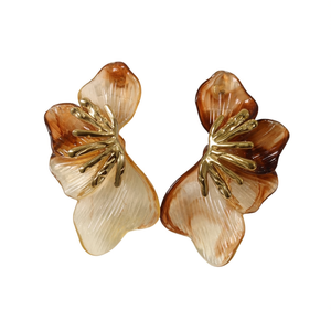 Boucles d'oreilles pendantes pour femme, motif floral vintage, en acier inoxydable 316L, placage or PVD, résine durable et résistante, SmileJoyas Party - Product Image 2
