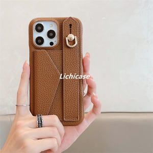 Lichicase personnalisé en cuir PU coloré couverture arrière pour vivo X300 X300 <span class=keywords><strong>Pro</strong></span> bracelet béquille coque de téléphone - Product Image 3