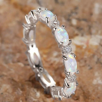 Bijoux en laiton imité opale promesse bande anneaux infinis pour femmes or argent Rose or couleur ovale forme opale dames RingGJZ0197