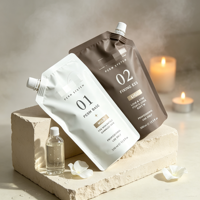 Pochette Doypack en plastique blanc de 100 ml et 300 ml avec bec verseur d'angle pour l'emballage de liquides cosmétiques et d'huile de coco