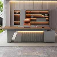 Meilleur prix, table de bureau de direction en bois biseauté créative de luxe, table de bureau de PDG, table modulaire pour chef