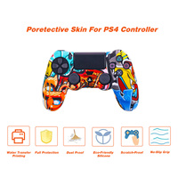 Coque de protection fine en silicone et caoutchouc à impression par transfert d'eau personnalisée à faible MOQ pour manette de jeu PS4 Dualshock 4