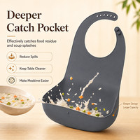 Baberos Impermeables de Silicona para Adultos con Recolector de Migas, Ajustables, para Cuidado de Ancianos/Pacientes, Anti-Suciedad