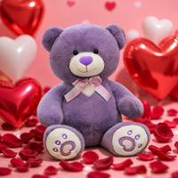 Adorable ours en peluche lavande avec nez en forme de cœur pour un cadeau confortable pour la chambre à coucher