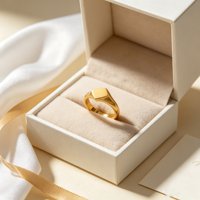 PVD 18K Vergoldeter Edelstahl Siegelring Minimalistischer Blanko Flacher Diamantförmiger Ring Anpassbarer Gravierbarer Fingerring