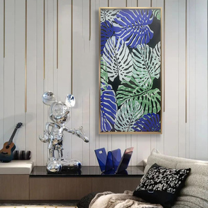 Salon JZ chambre décor abstrait <span class=keywords><strong>feuille</strong></span> 3D émail peinture verre trempé mur Art moderne beau paysage peinture murale - Product Image 5