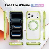 360 °   Coque de téléphone magnétique rotative avec anneau pour iPhone 18 17 16 15 Pro Max, transparente verte, anti-jaunissement, antichoc, protection intégrale