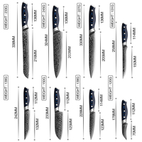 Ensembles de couteaux professionnels poignée G10 67 couches AUS10 japonais damas acier au carbone Kiritsuke Santoku couperet ensemble de couteaux de cuisine