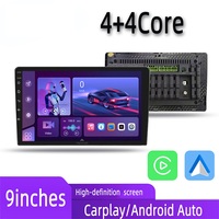 Autoradio universel 9 pouces avec écran IPS, unité centrale 4+4 cœurs, stéréo de voiture, amplificateur GPS, vidéo, Carplay, Android Auto, lecteur DVD de voiture