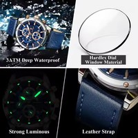 Relojes Poedagar 860 para Hombre, Reloj de Pulsera Deportivo de Cuero Genuino de Lujo, Resistente al Agua, Luminoso, Cronógrafo, de Cuarzo