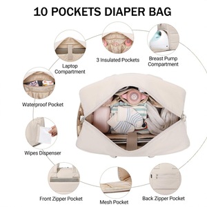 Bolso grande impermeable para pañales de mamá, elegante organizador cruzado con forro de tela para viajes de <span class=keywords><strong>hospital</strong></span>, necesidades de mamá en movimiento - Product Image 3