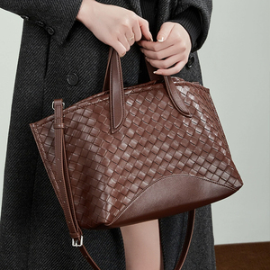 Новые женские сумки-тоут из натуральной кожи с плетеным узором, модные наплечные сумки оптом, большие женские сумки из воловьей кожи ручной работы - Product Image 1