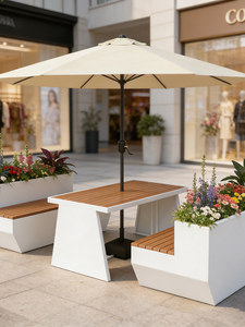 Tables et chaises combinées 2 places en fer, résistantes aux intempéries, pour usage commercial en zone commerciale et <span class=keywords><strong>de</strong></span> loisirs en zone touristique - Product Image 2