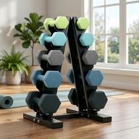 Ensemble d'haltères réglables en néoprène DW Sports Premium avec poignée confortable, support de rangement, poids à main durables et antidérapants pour la maison