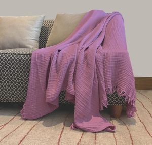 100% <span class=keywords><strong>coton</strong></span> biologique respirant doux confortable léger été <span class=keywords><strong>gaze</strong></span> couverture main-plante teint mousseline jeter couverture pour canapé - Product Image 4