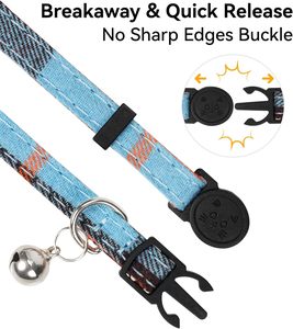Collier pour chien et chat 27 cm multicolore avec nœud papillon, clochettes, doux, réglable, mignon, pour chiot et chat, avec boucle de sécurité détachable, idéal pour Noël - Product Image 5