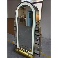 Miroir de Coiffure Double Face Rond Doré de Luxe Unique pour Salon de Coiffure, Miroir Cosmétique pour Coiffeuse