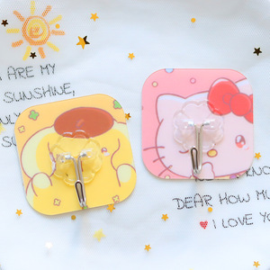 Cute Cartoon <b>Adhesive</b> <b>Hooks</b> 3kg Load Square Wall Mounted Kitchen Bathroom Storage No Drilling Traceless <b>Hook</b> - Product Image 1