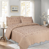 Ensemble de couvre-lit 3 pièces en microfibre de polyester à broderies magnifiques, toucher doux, très vendu