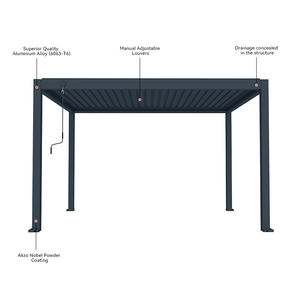 Uogel Hot Verkoop Handmatige Lamellen Luifel Waterdichte Aluminium <span class=keywords><strong>Pergola</strong></span> Fabrikant Met Verstelbare Regendichte Aluminium <span class=keywords><strong>Pergola</strong></span> Luifel - Product Image 2