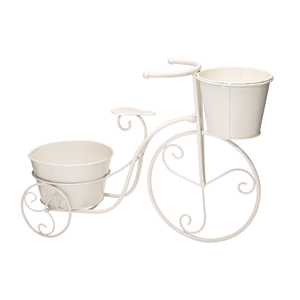 Jardinière tricycle en métal blanc Oniya avec <span class=keywords><strong>porte</strong></span>-pot de fleurs, jardinière en métal rouge et vert avec 2 pots pour terrasse, jardin ou pelouse - Product Image 5